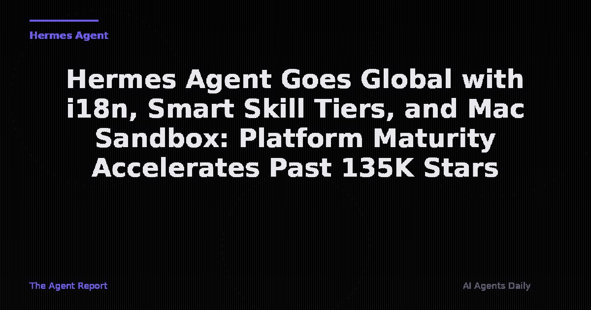 Hermes Agent Goes Global with i18n, Smart Skill Tiers, and Mac Sandbox: Platform Maturity Accelerates Past 135K Stars