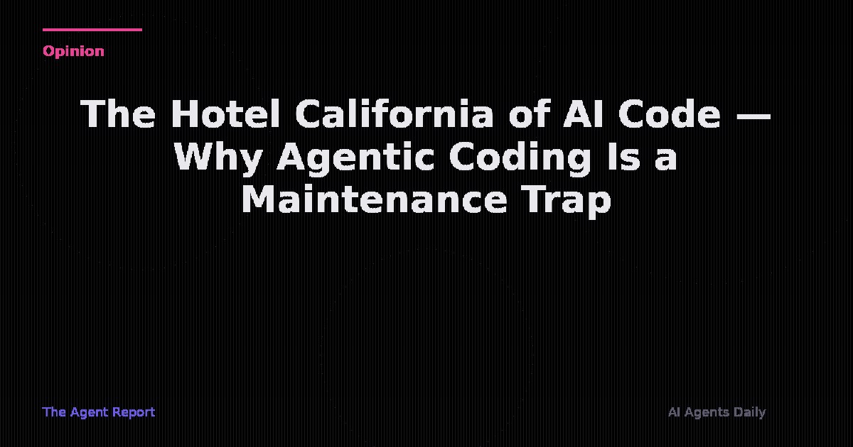 The Hotel California of AI Code: Why Agentic Coding Is a Maintenance Trap