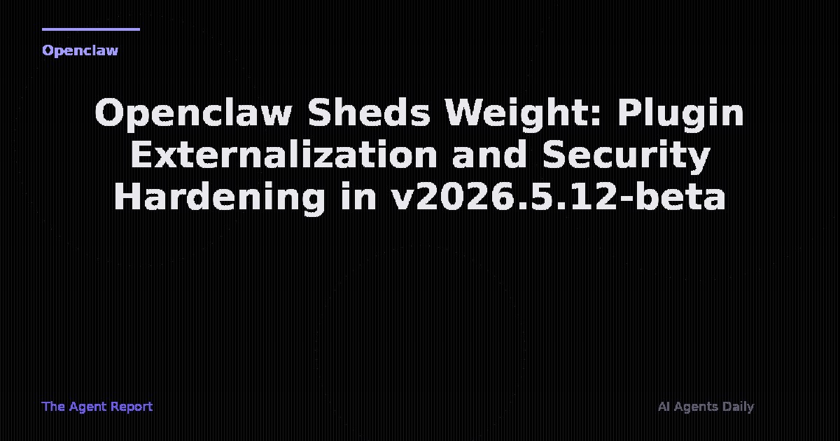 Openclaw Sheds Weight: Plugin Externalization and Security Hardening in v2026.5.12-beta